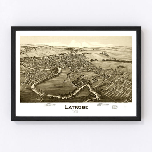 Vintage map of Latrobe, Pennsylvania, 1900
