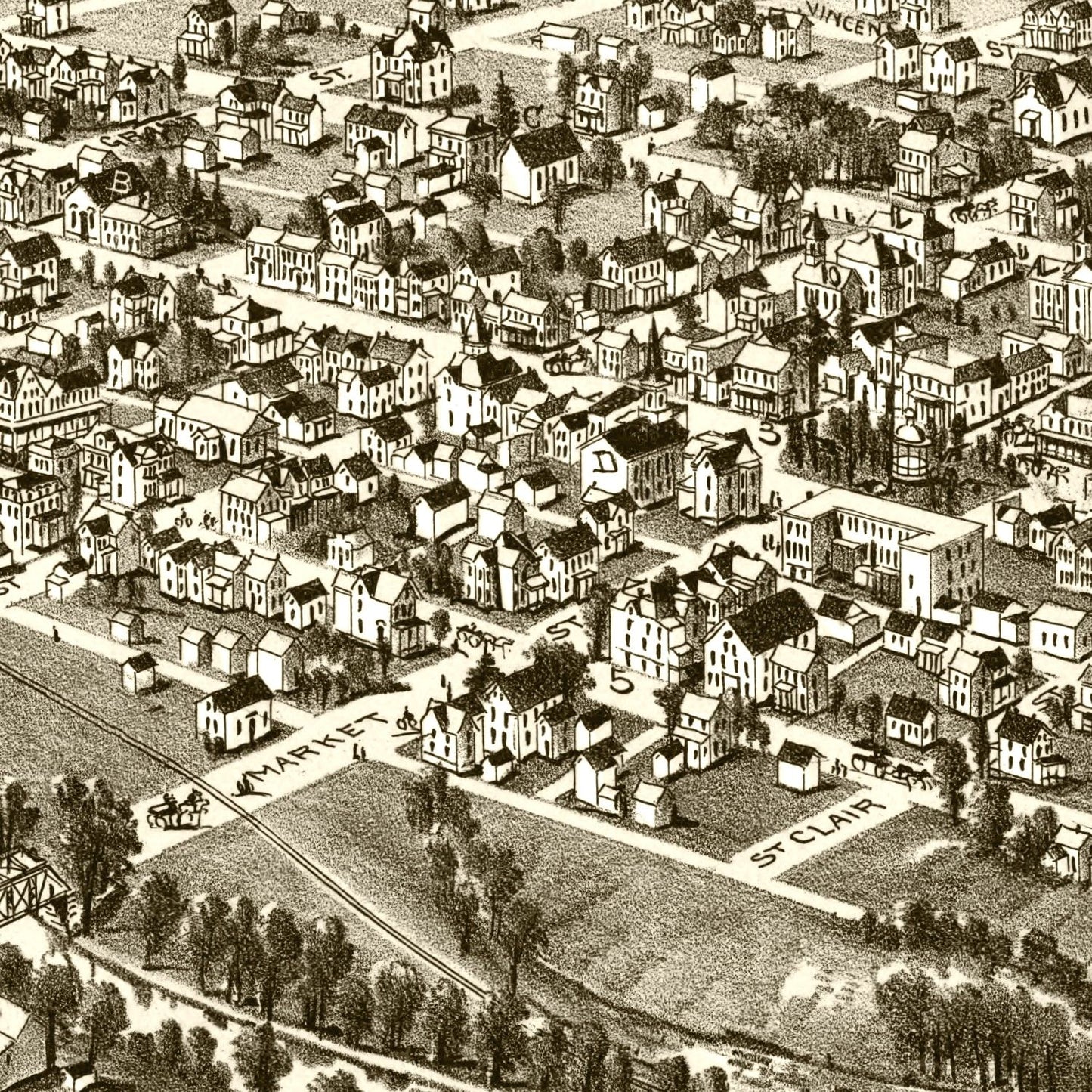 Vintage Map of Ligonier, Pennsylvania, 1900