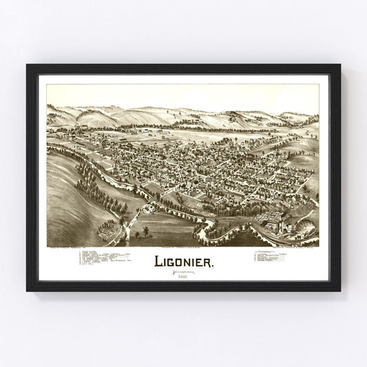 Vintage map of Ligonier, Pennsylvania, 1900