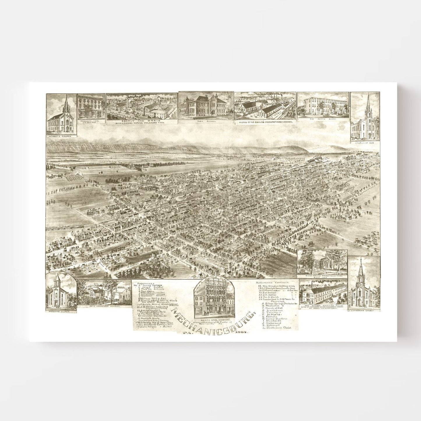 Vintage Map of Mechanicsburg, Pennsylvania, 1903