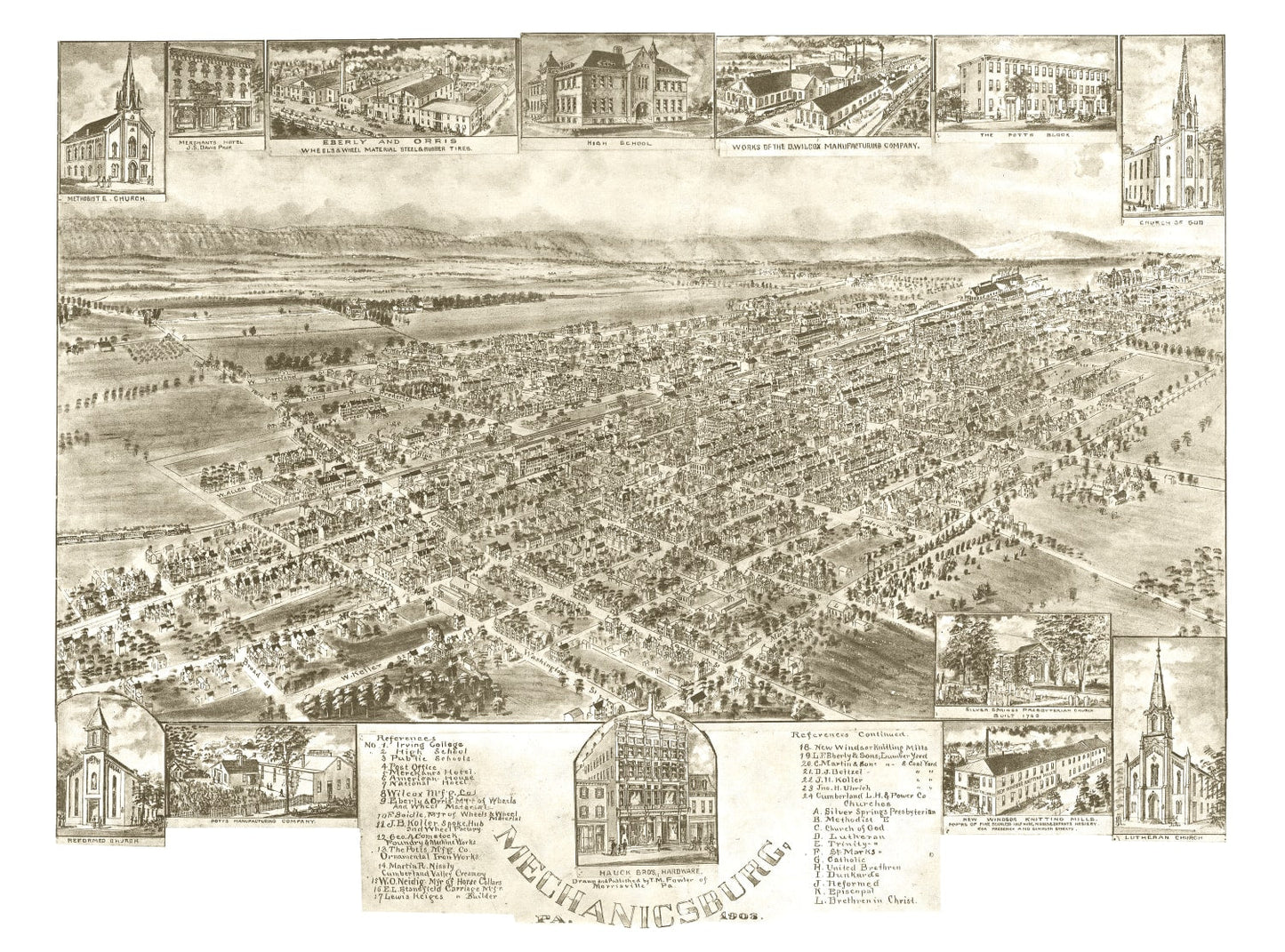 Vintage Map of Mechanicsburg, Pennsylvania, 1903