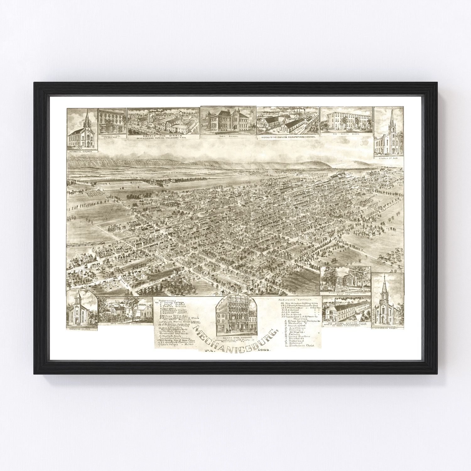 Vintage map of Mechanicsburg, Pennsylvania, 1903