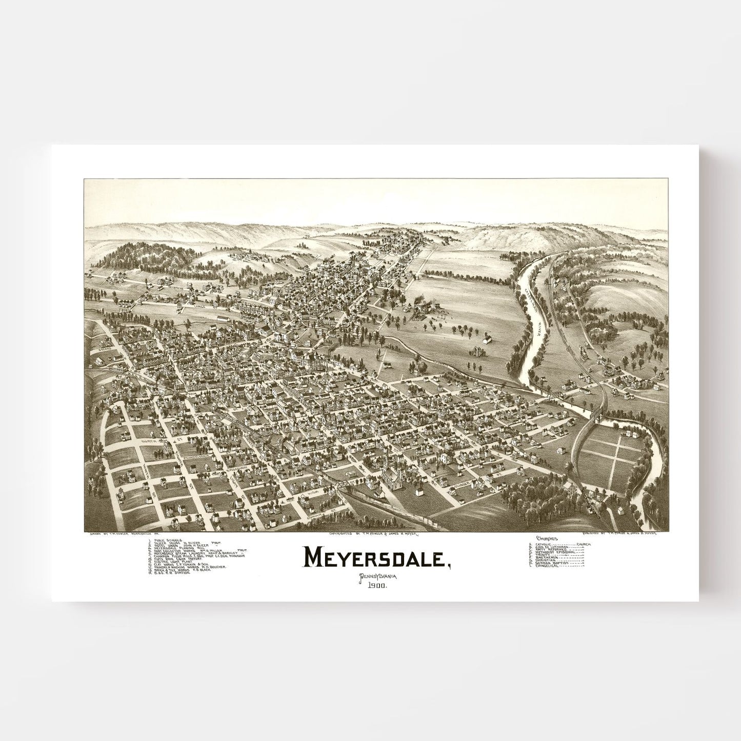 Vintage Map of Meyersdale, Pennsylvania, 1900