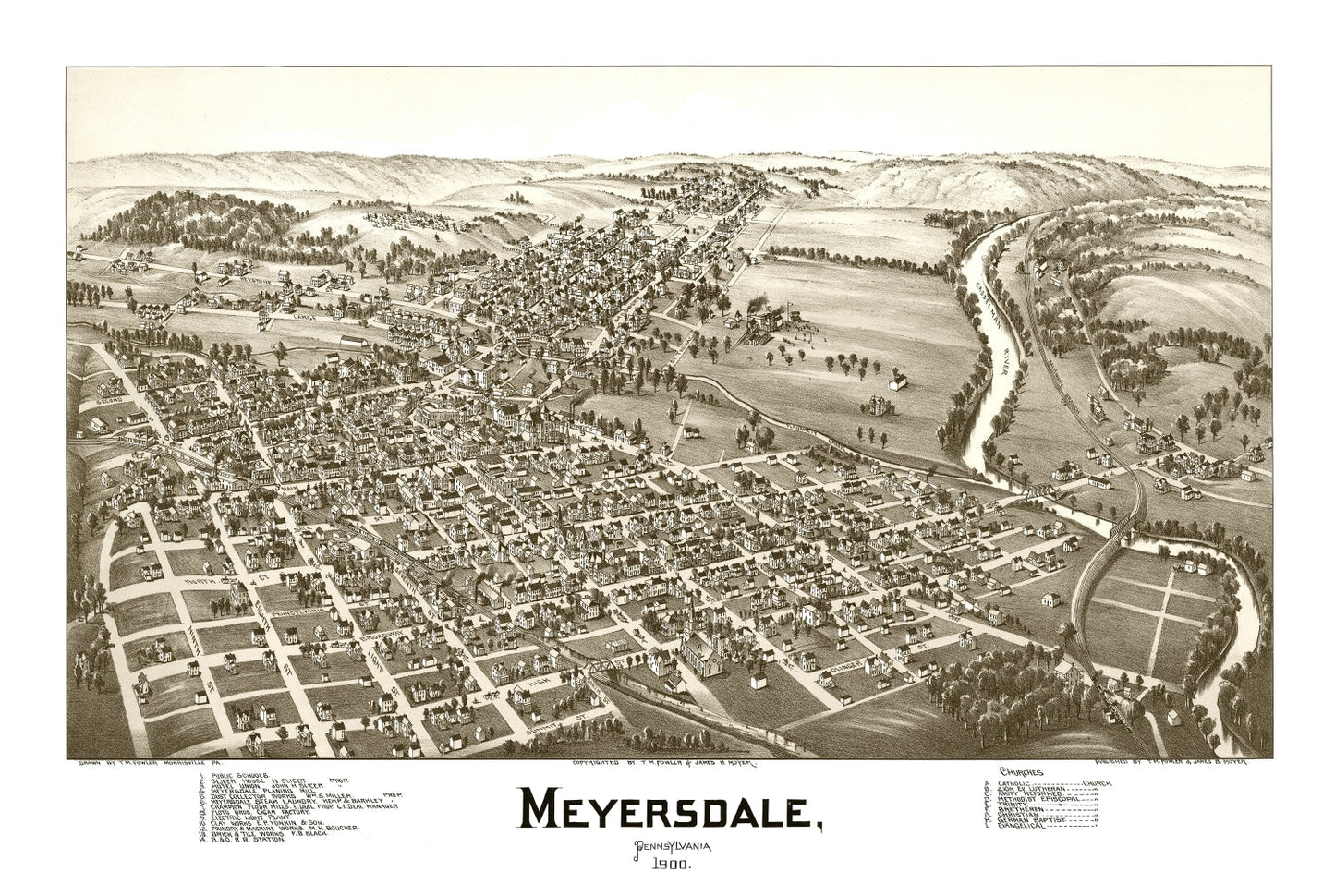 Vintage Map of Meyersdale, Pennsylvania, 1900