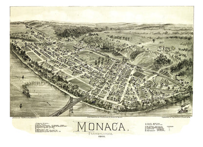 Vintage Map of Monaca, Pennsylvania, 1900