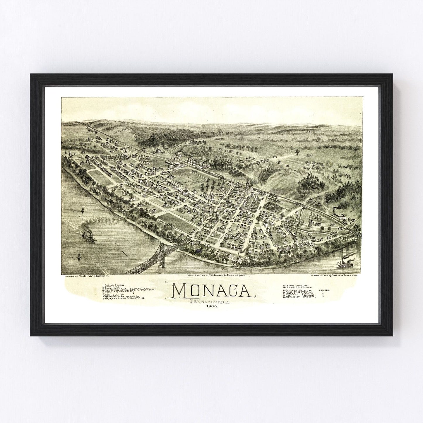 vintage map of Monaca, Beaver County, Pennsylvania, 1900