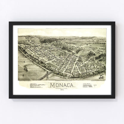 vintage map of Monaca, Beaver County, Pennsylvania, 1900
