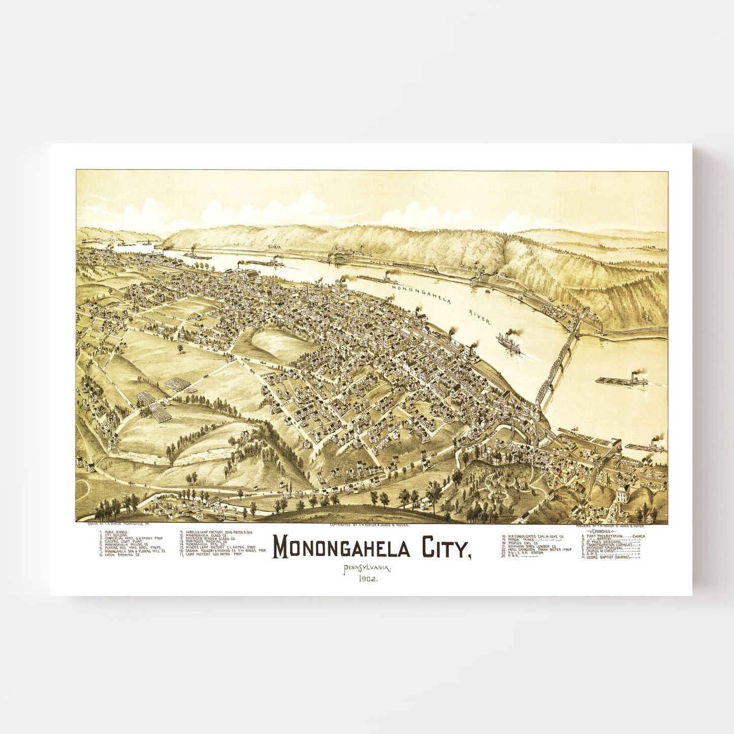 Vintage Map of Monongahela City, Pennsylvania, 1902
