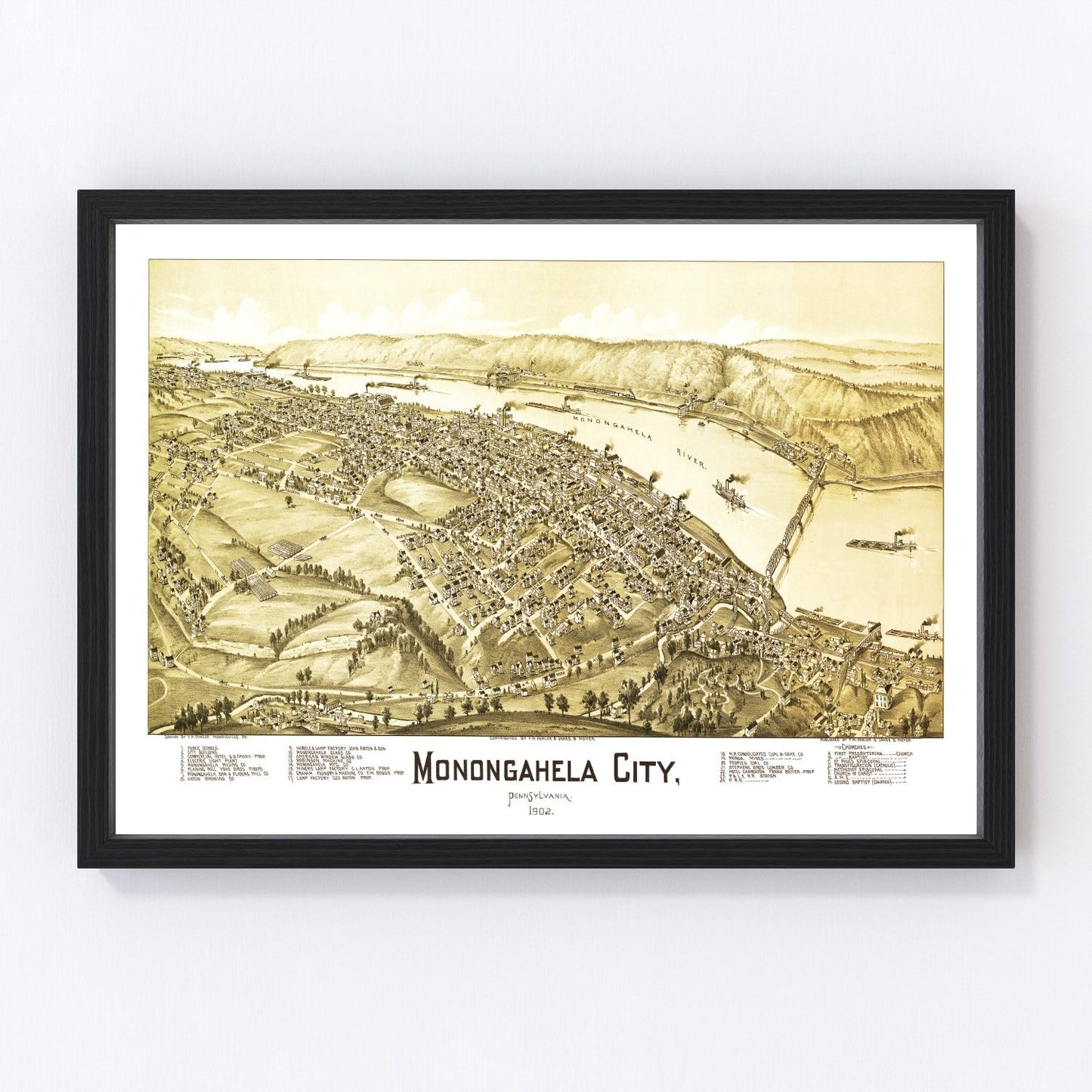 vintage map of Monongahela City, Washington County, Pennsylvania, 1902