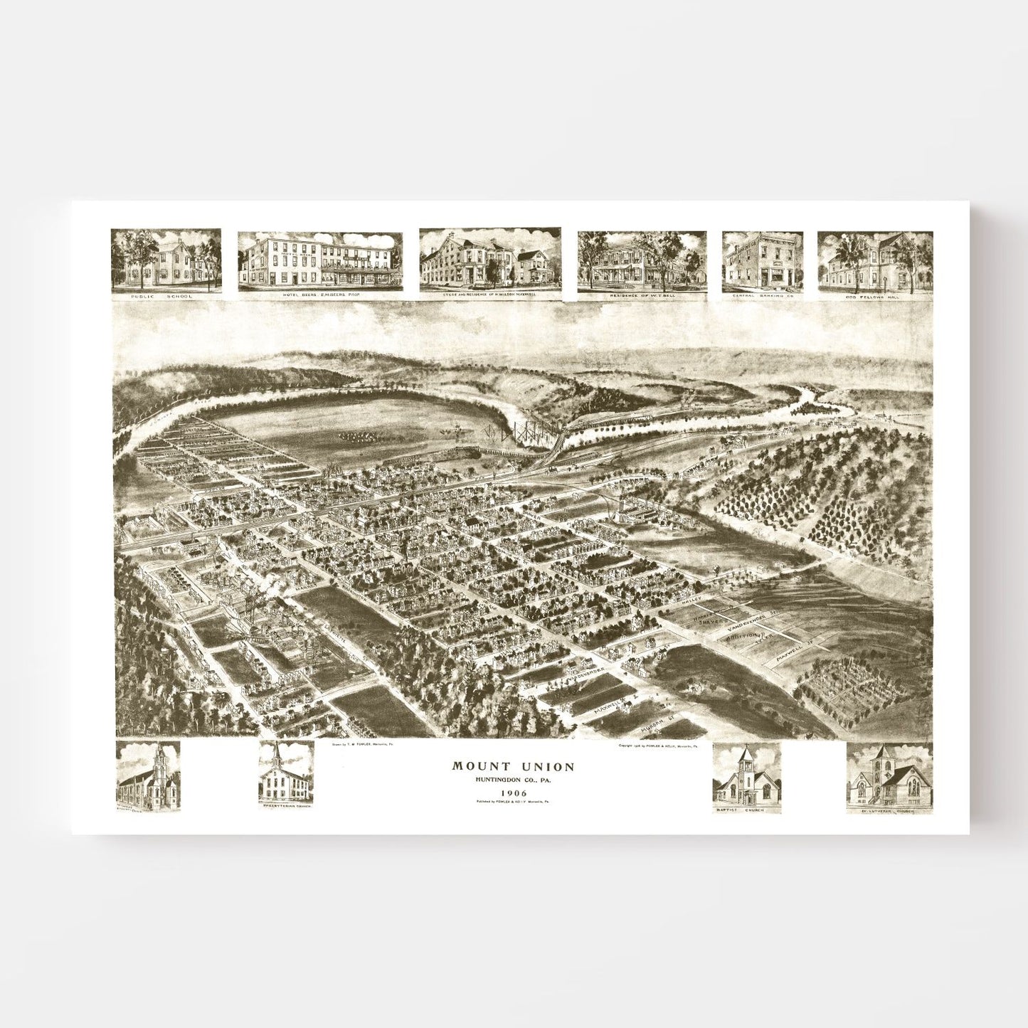Vintage Map of Mount Union, Pennsylvania, 1906