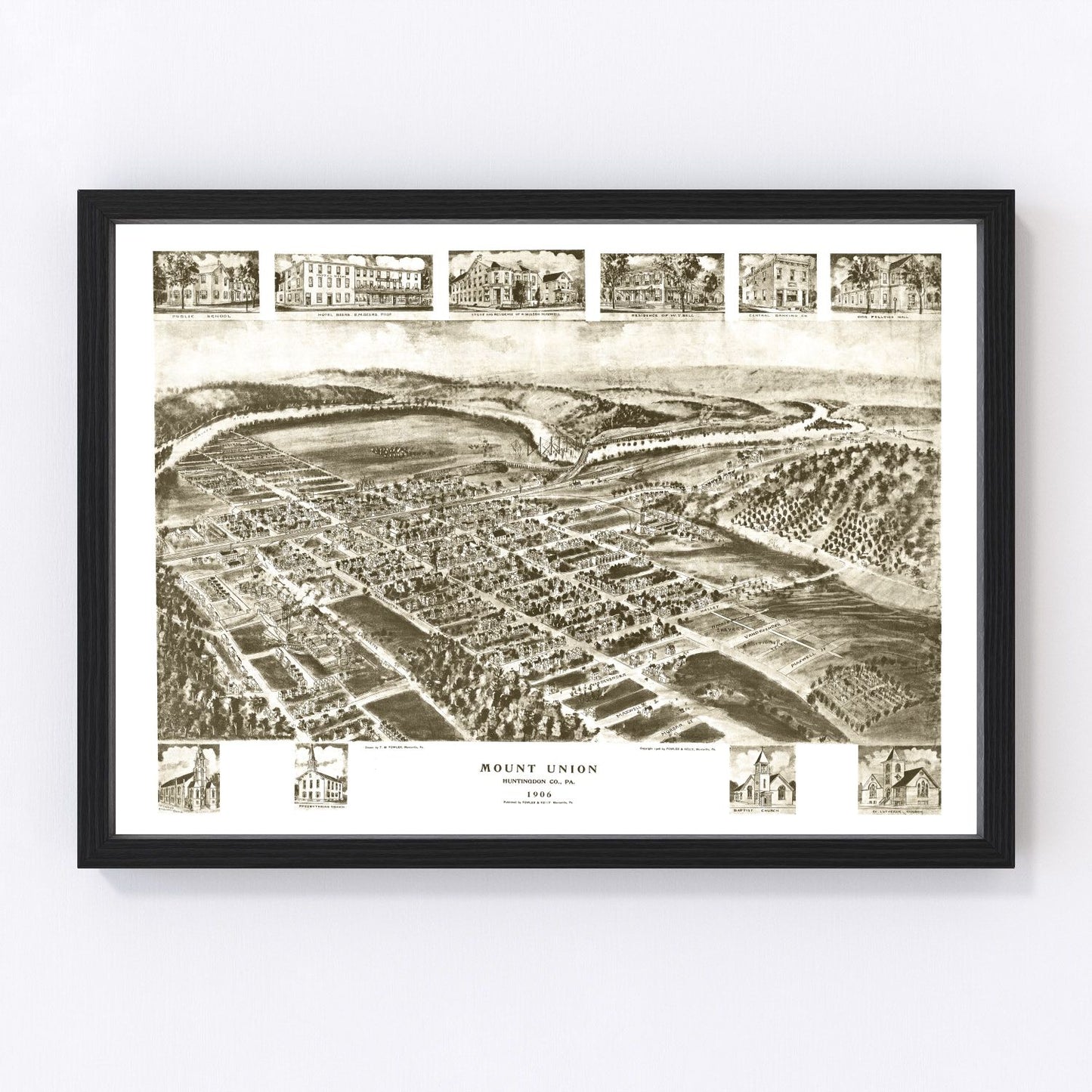 Vintage map of Mount Union, Pennsylvania, 1906