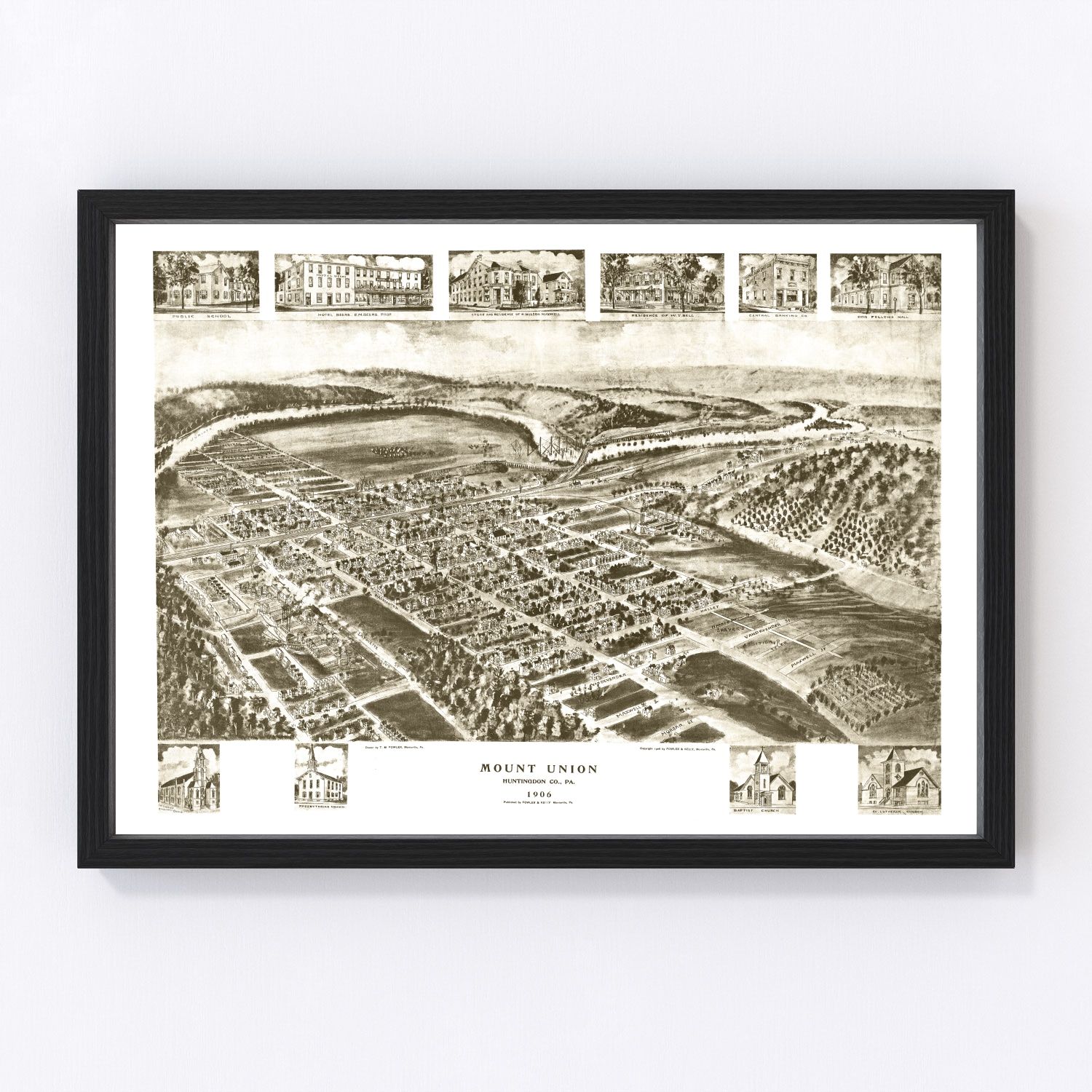 Vintage map of Mount Union, Pennsylvania, 1906