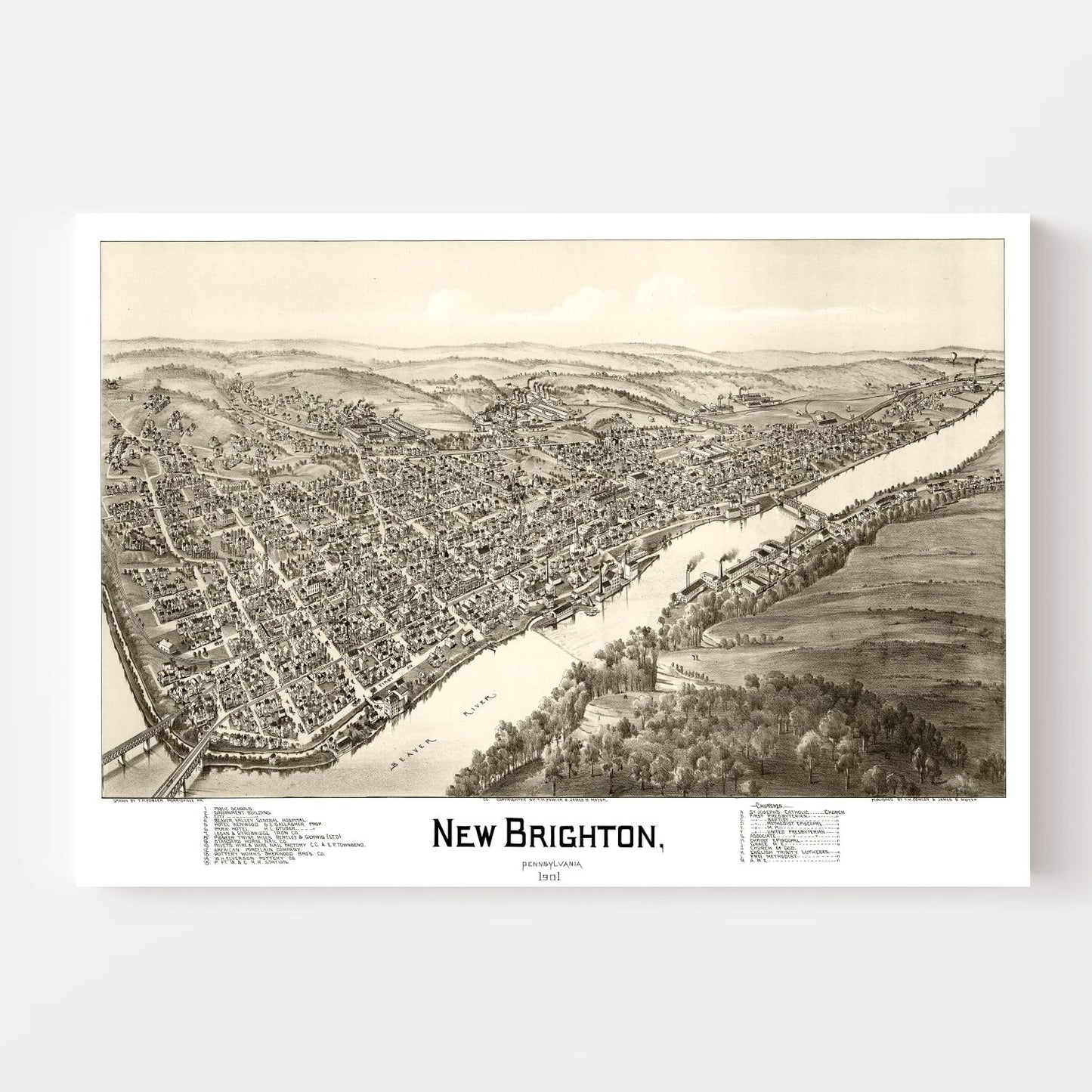 Vintage Map of New Brighton, Pennsylvania, 1901