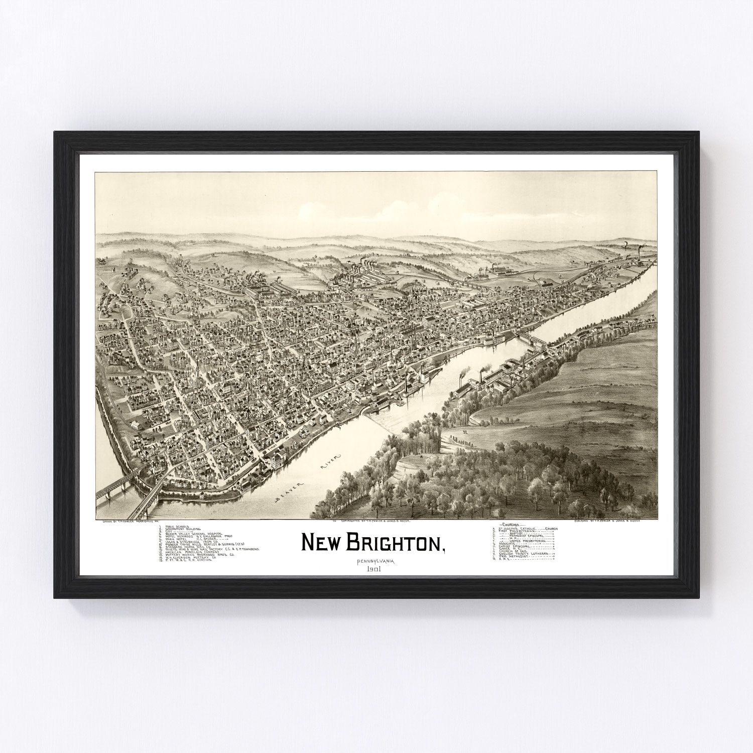 Vintage map of New Brighton, Pennsylvania, 1901