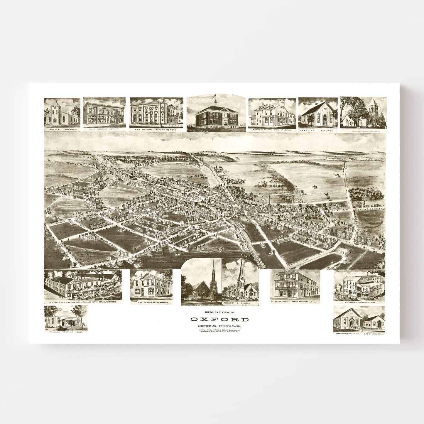 Vintage Map of Oxford, Pennsylvania, 1907