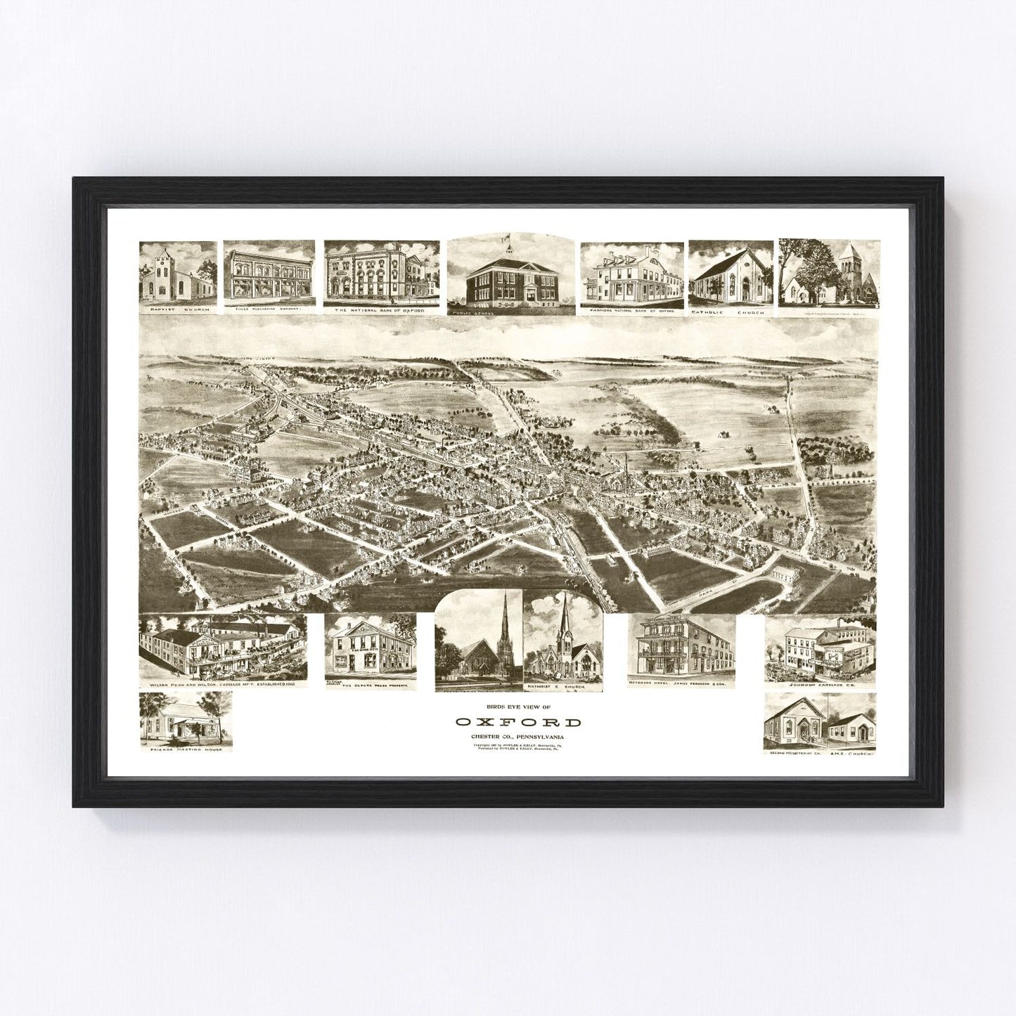 Vintage map of Oxford, Pennsylvania, 1907