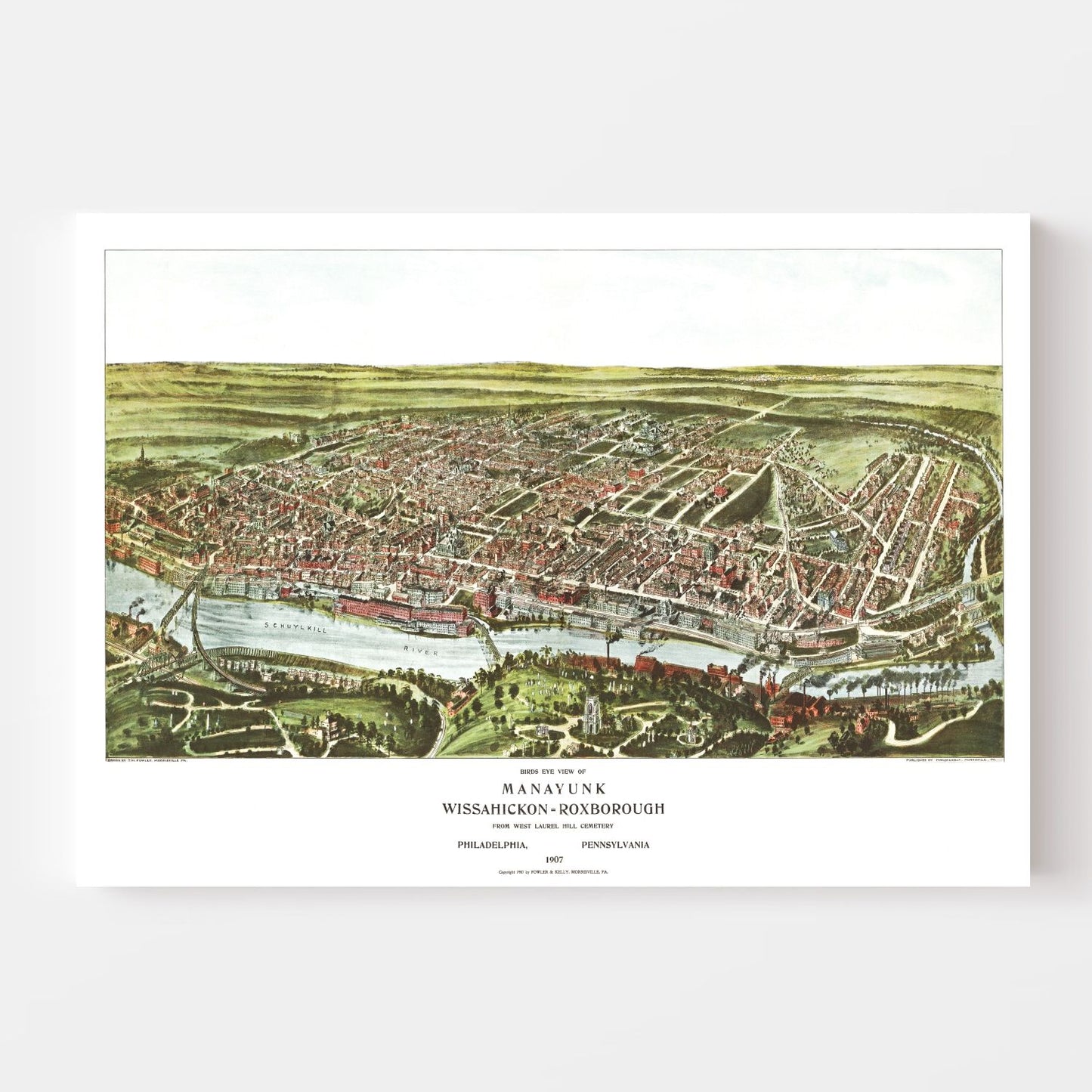 Vintage Map of Philadelphia, Pennsylvania, 1907