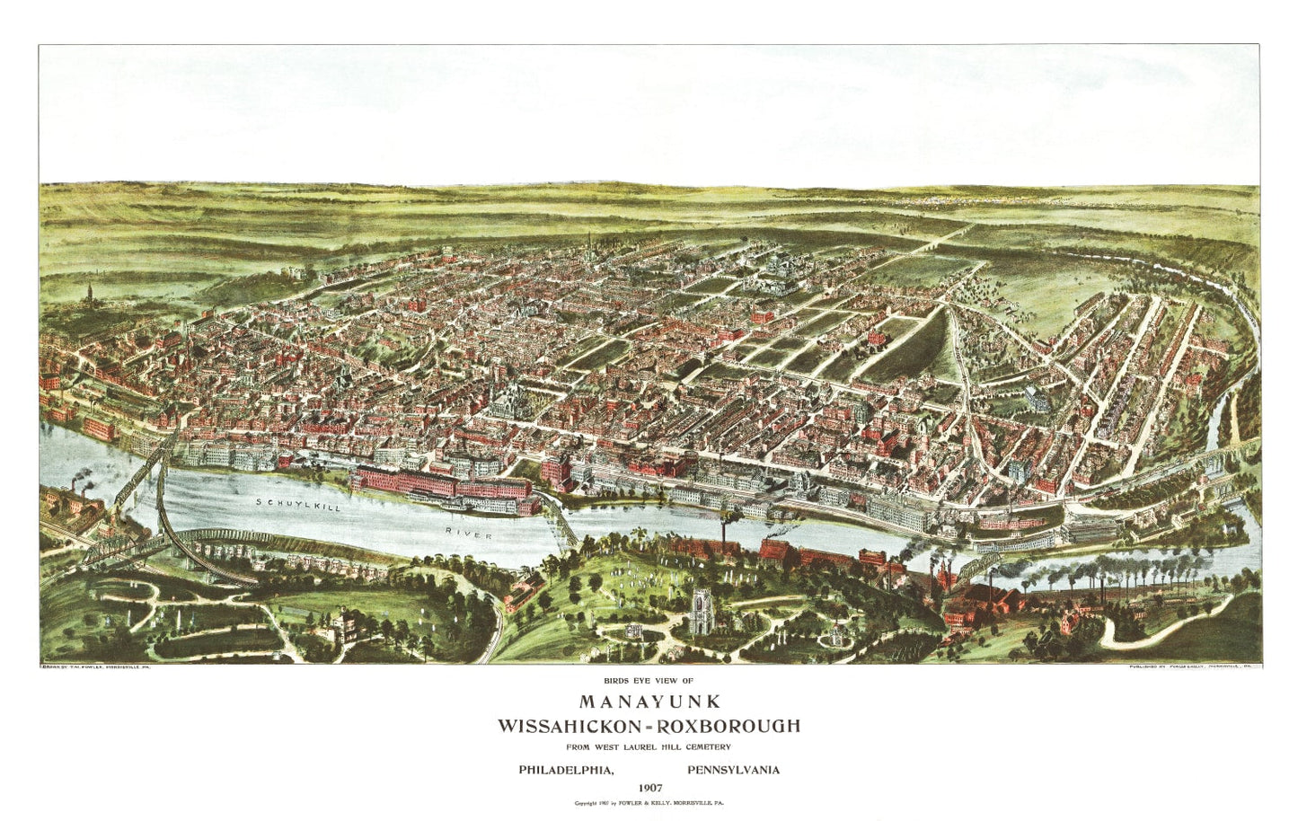 Vintage Map of Philadelphia, Pennsylvania, 1907