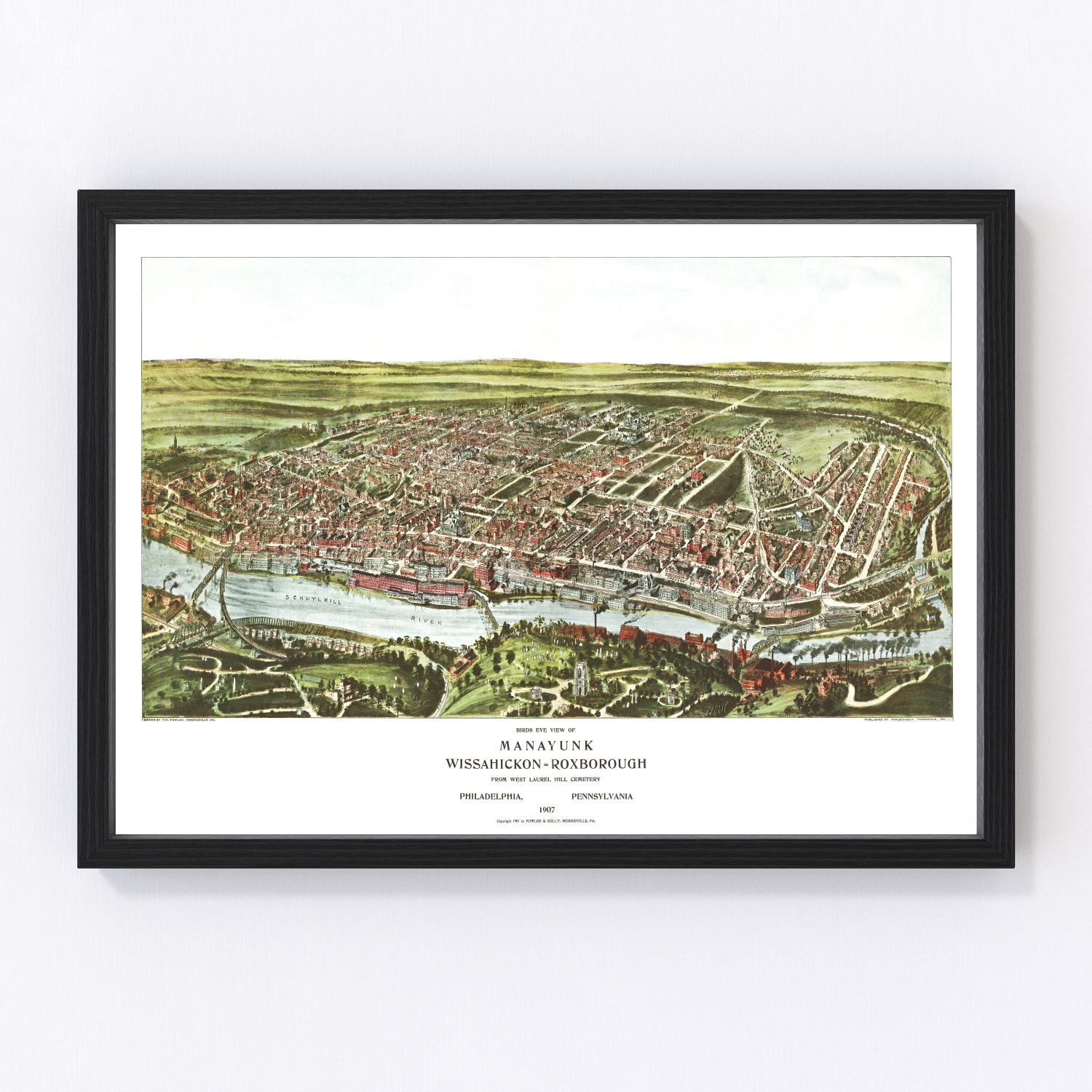 vintage map of Philadelphia, Pennsylvania, 1907