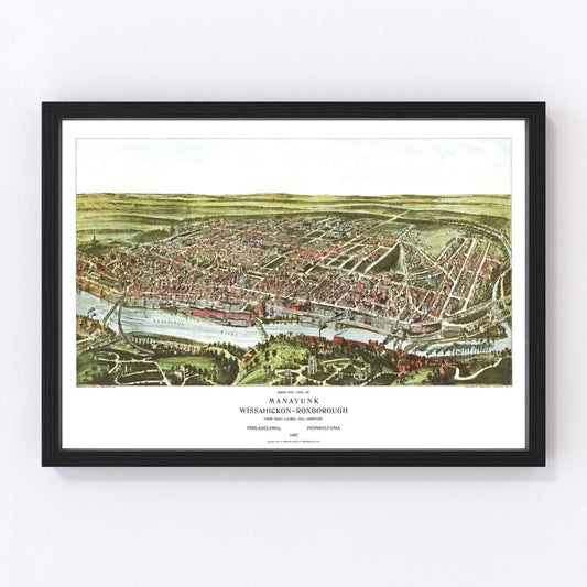 vintage map of Philadelphia, Pennsylvania, 1907