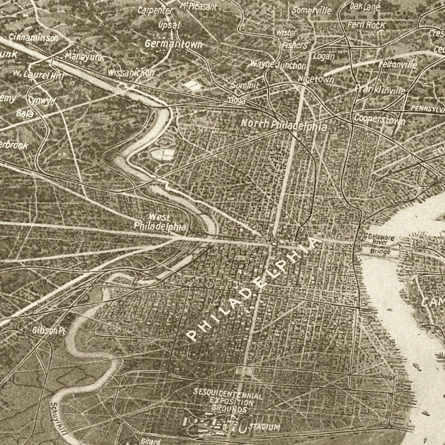 Vintage Map of Philadelphia, Pennsylvania, 1926, No. 2