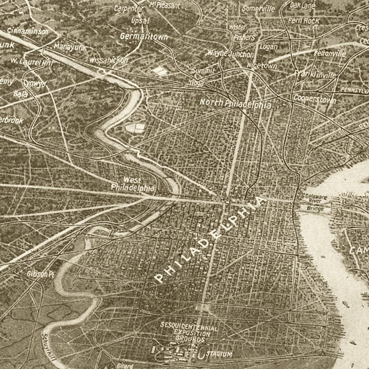 Vintage Map of Philadelphia, Pennsylvania, 1926, No. 2
