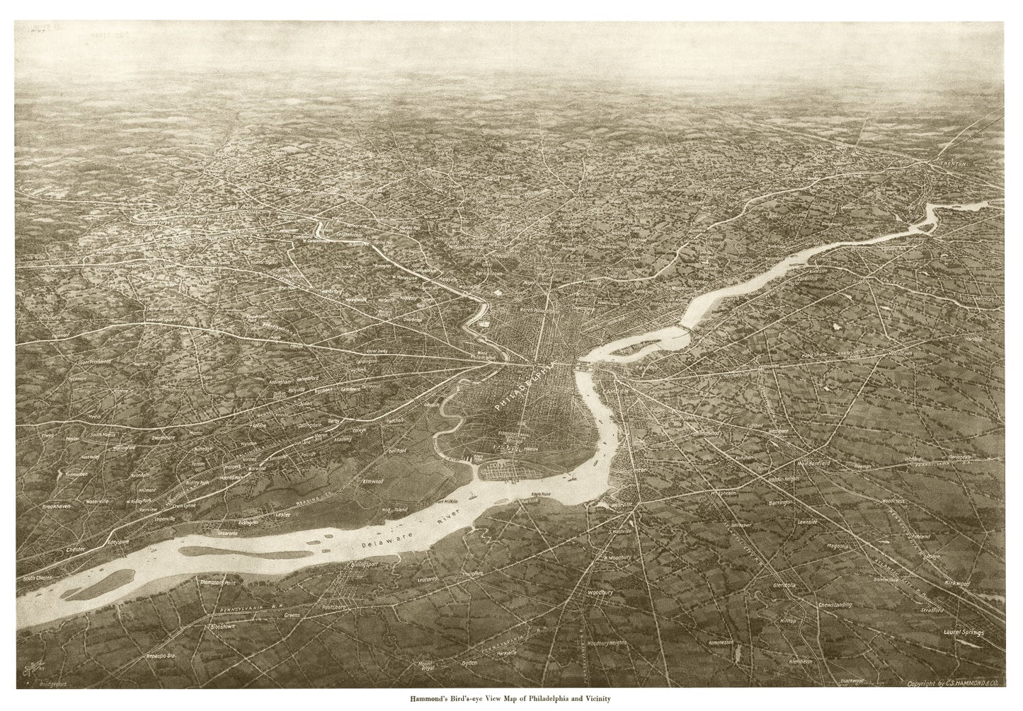 Vintage Map of Philadelphia, Pennsylvania, 1926, No. 2