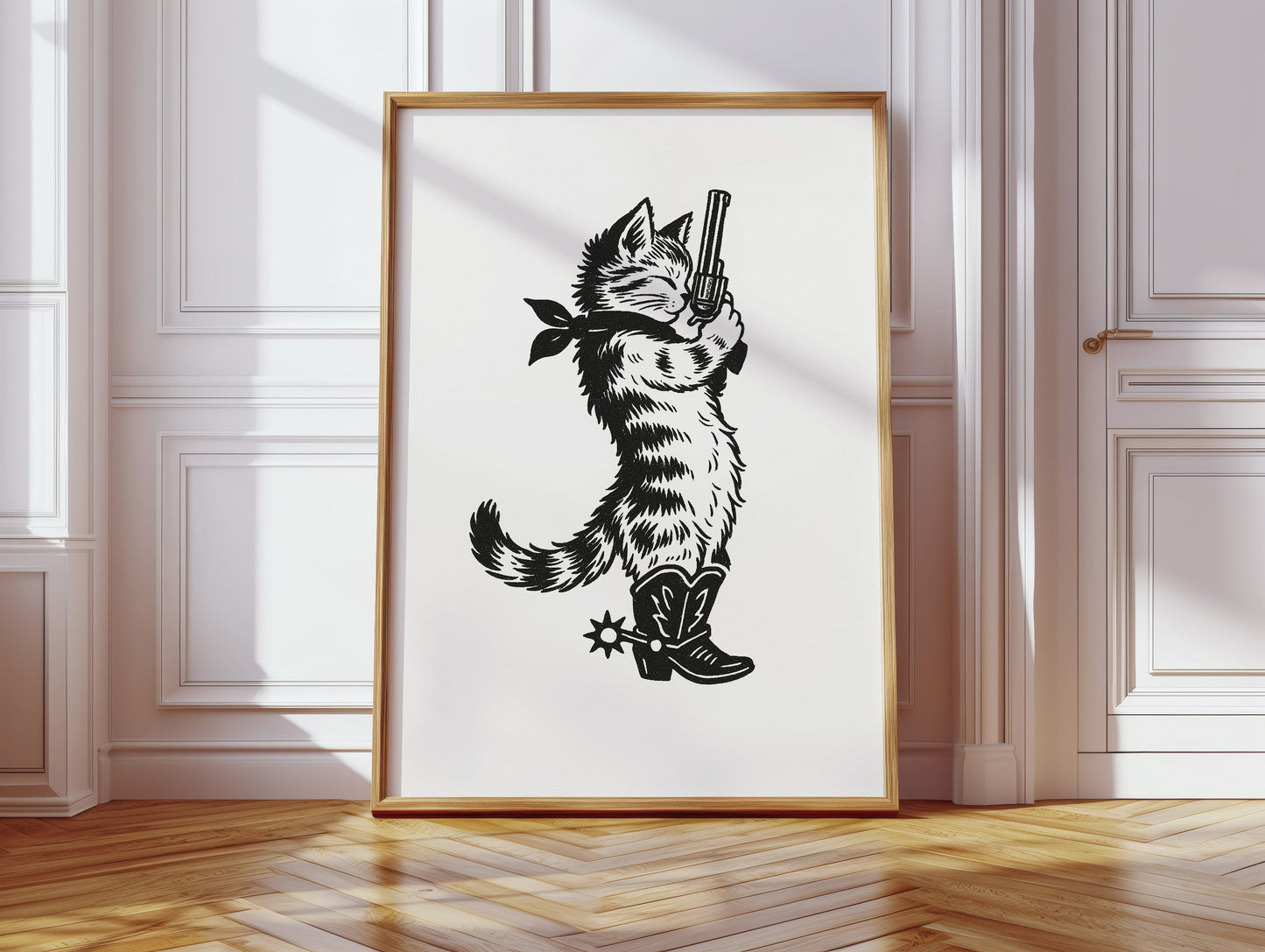 Cowboy Cat Sheriff Western Cat Wall Art Print