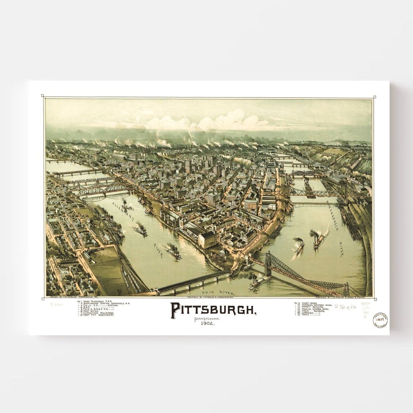 Vintage Map of Pittsburgh, Pennsylvania, 1902