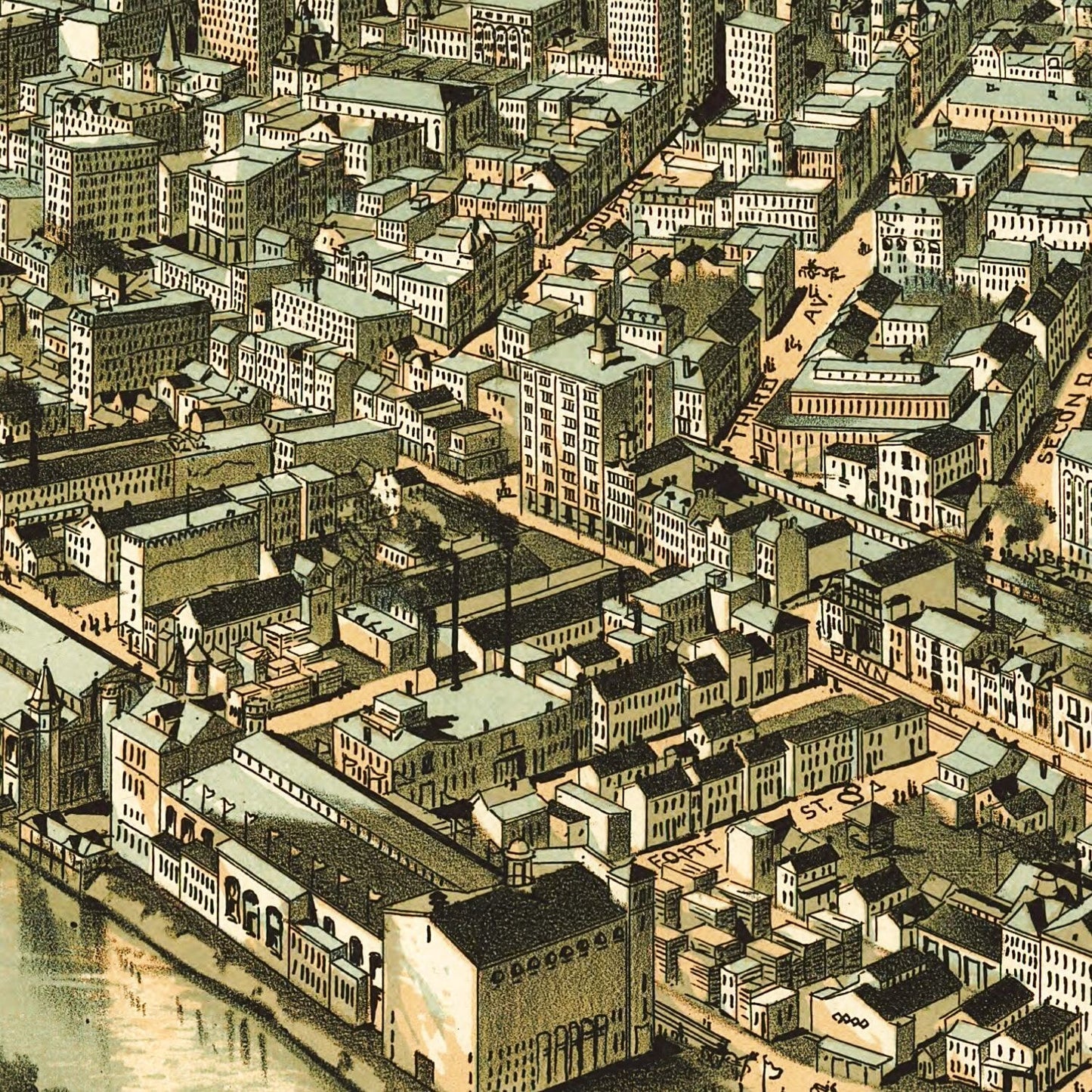 Vintage Map of Pittsburgh, Pennsylvania, 1902