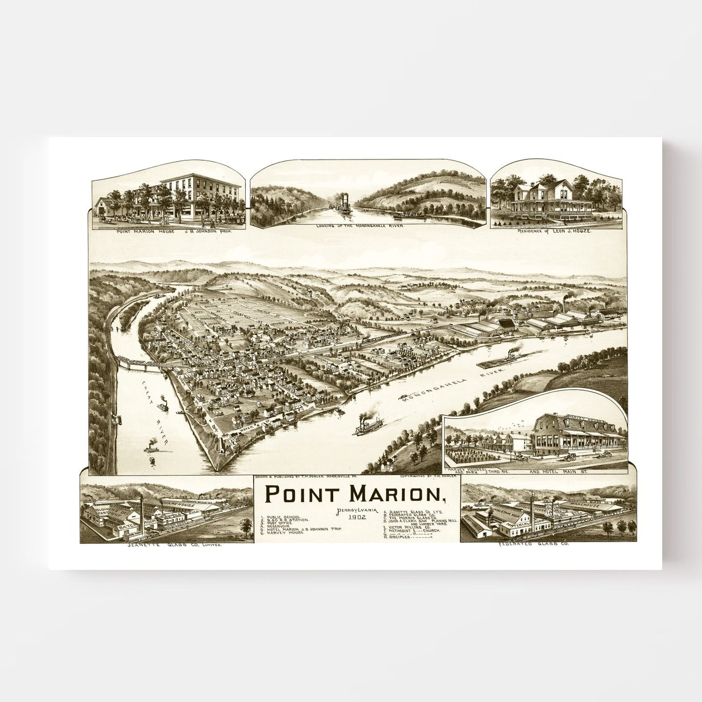 Vintage Map of Point Marion, Pennsylvania, 1902