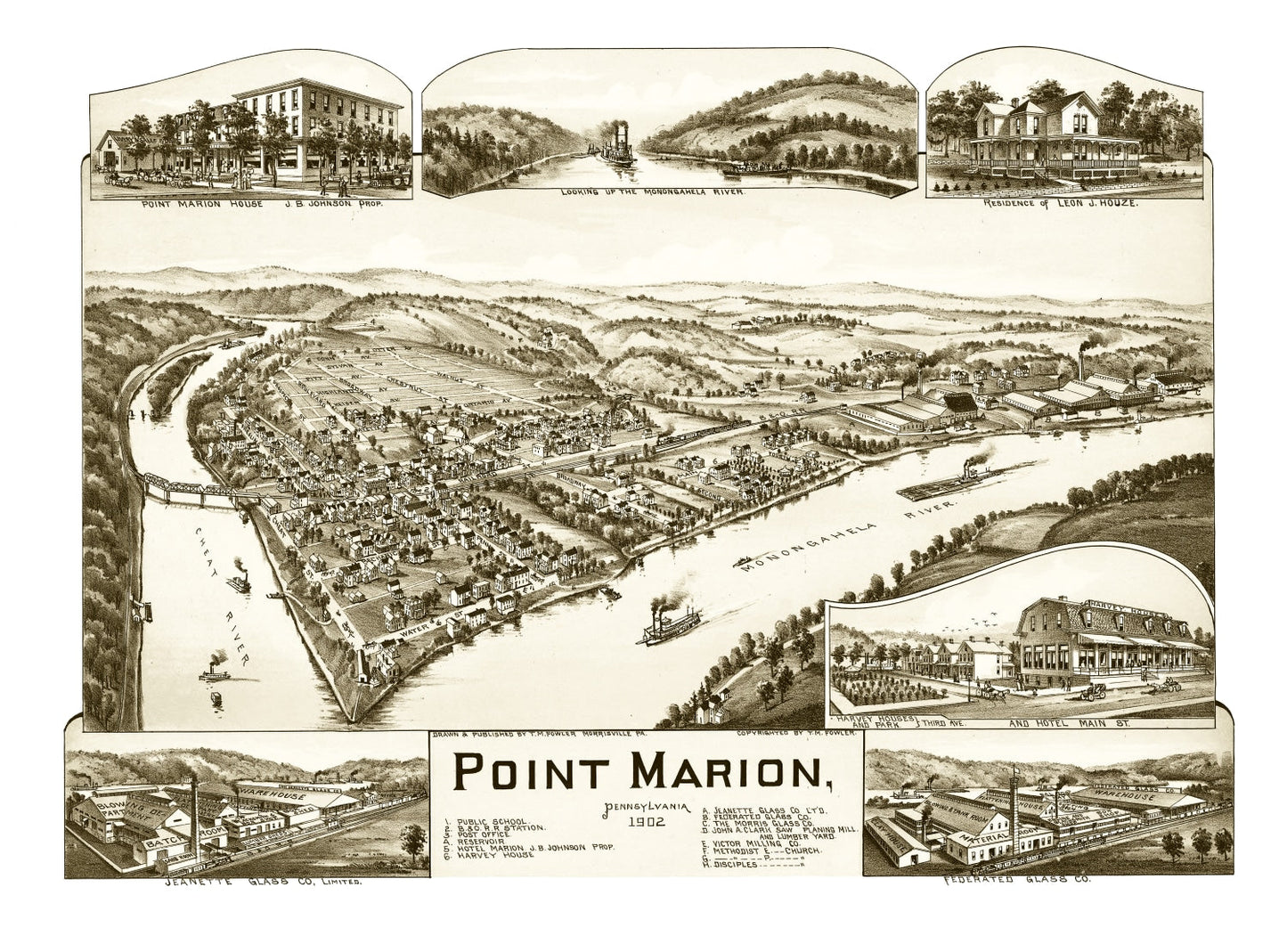 Vintage Map of Point Marion, Pennsylvania, 1902