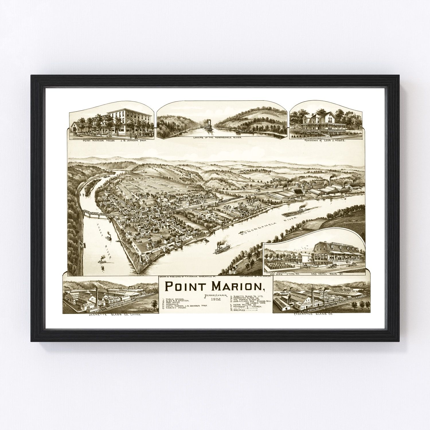 vintage map of Point Marion, Pennsylvania, 1902