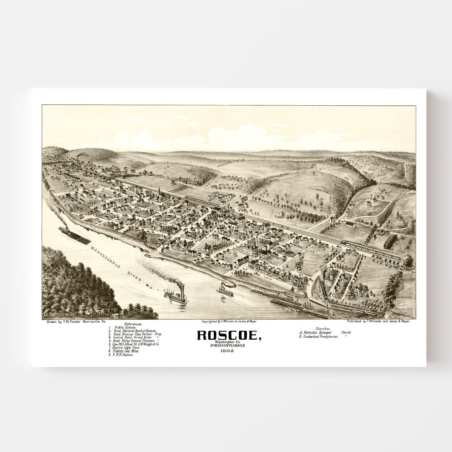 Vintage Map of Roscoe, Pennsylvania, 1902