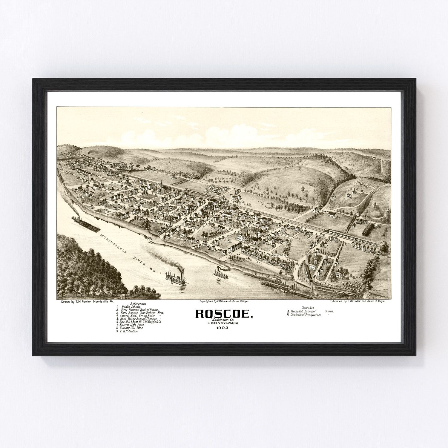 vintage map of Roscoe, Pennsylvania, 1902