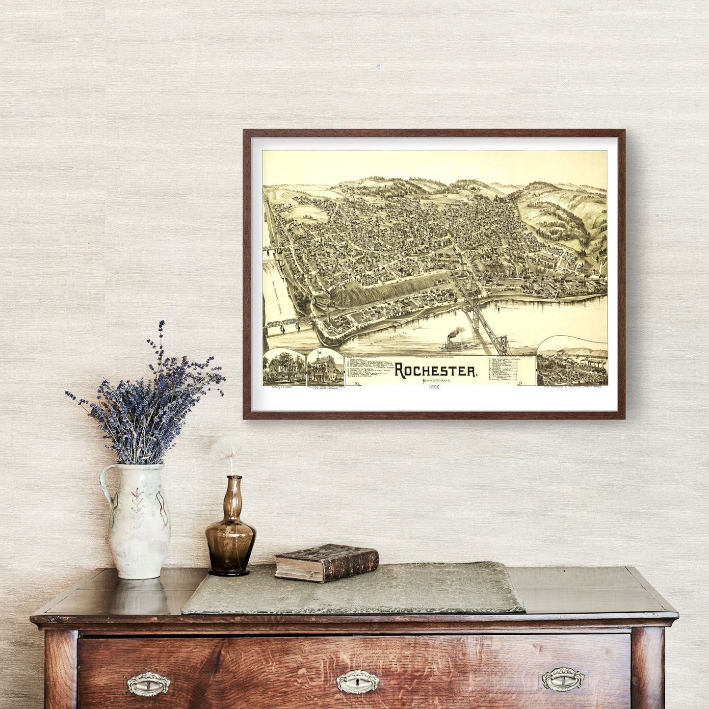 Vintage Map of Rochester, Pennsylvania, 1900