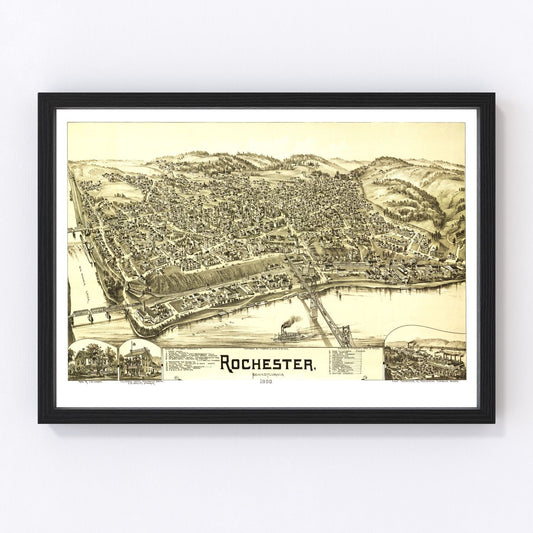 vintage map of Rochester, Pennsylvania, 1900
