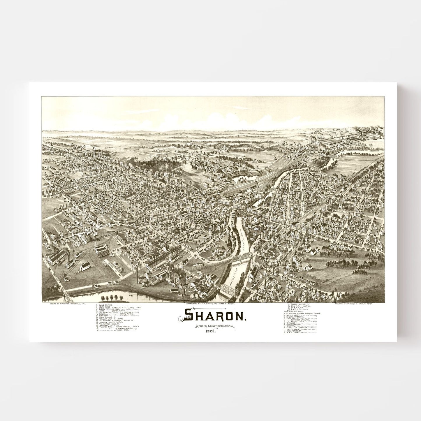 Vintage Map of Sharon, Pennsylvania, 1901