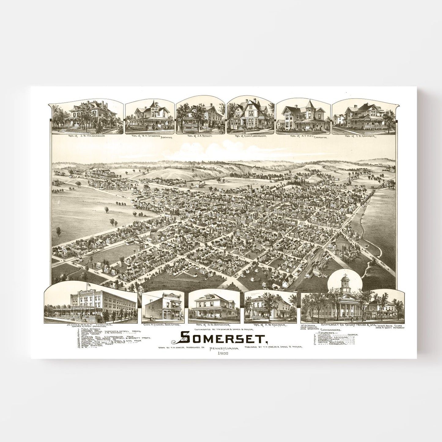 Vintage Map of Somerset, Pennsylvania, 1900