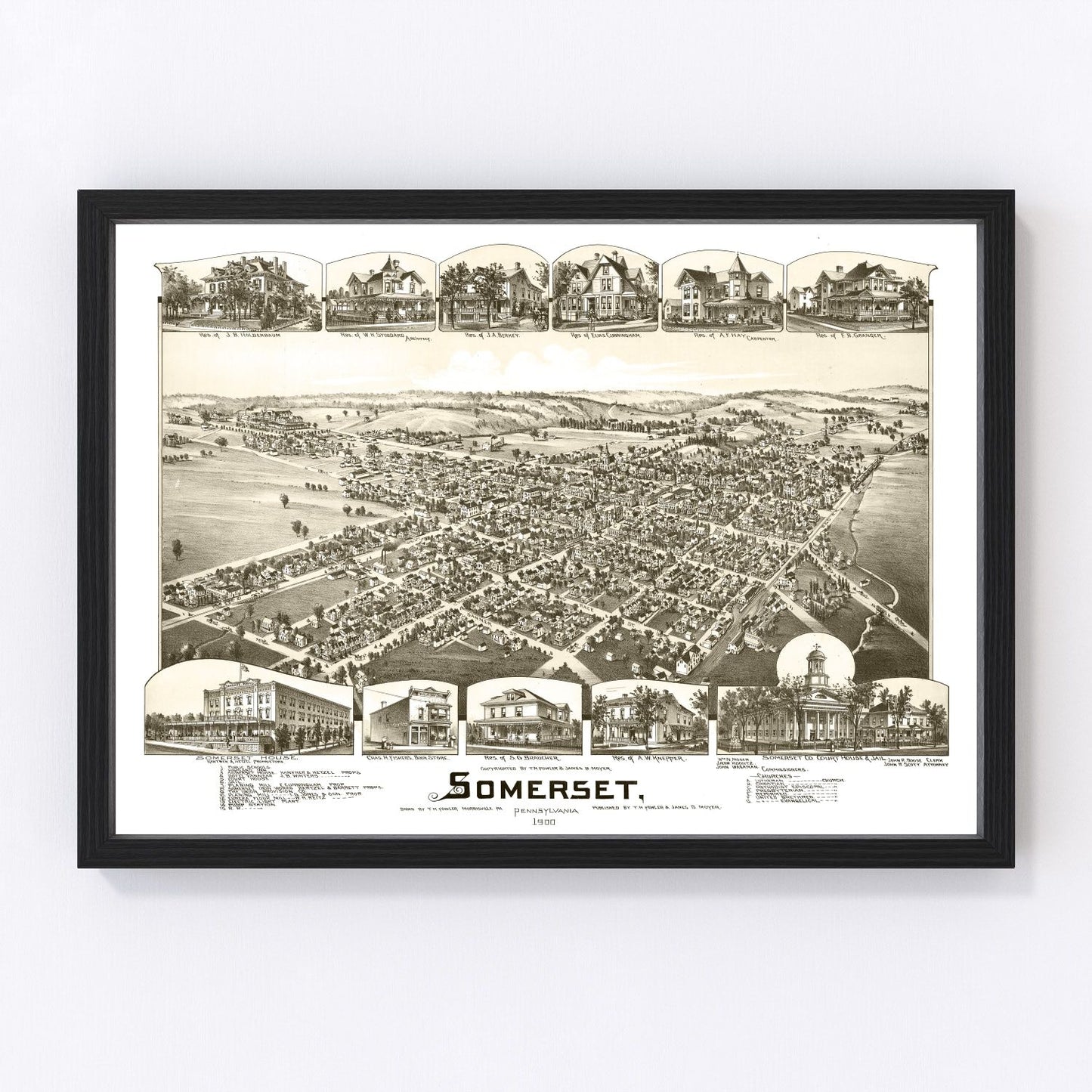 Vintage map of Somerset, Pennsylvania, 1900