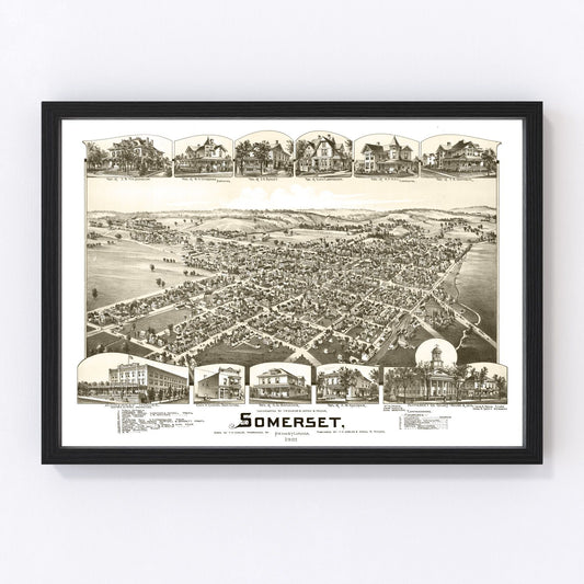 Vintage map of Somerset, Pennsylvania, 1900