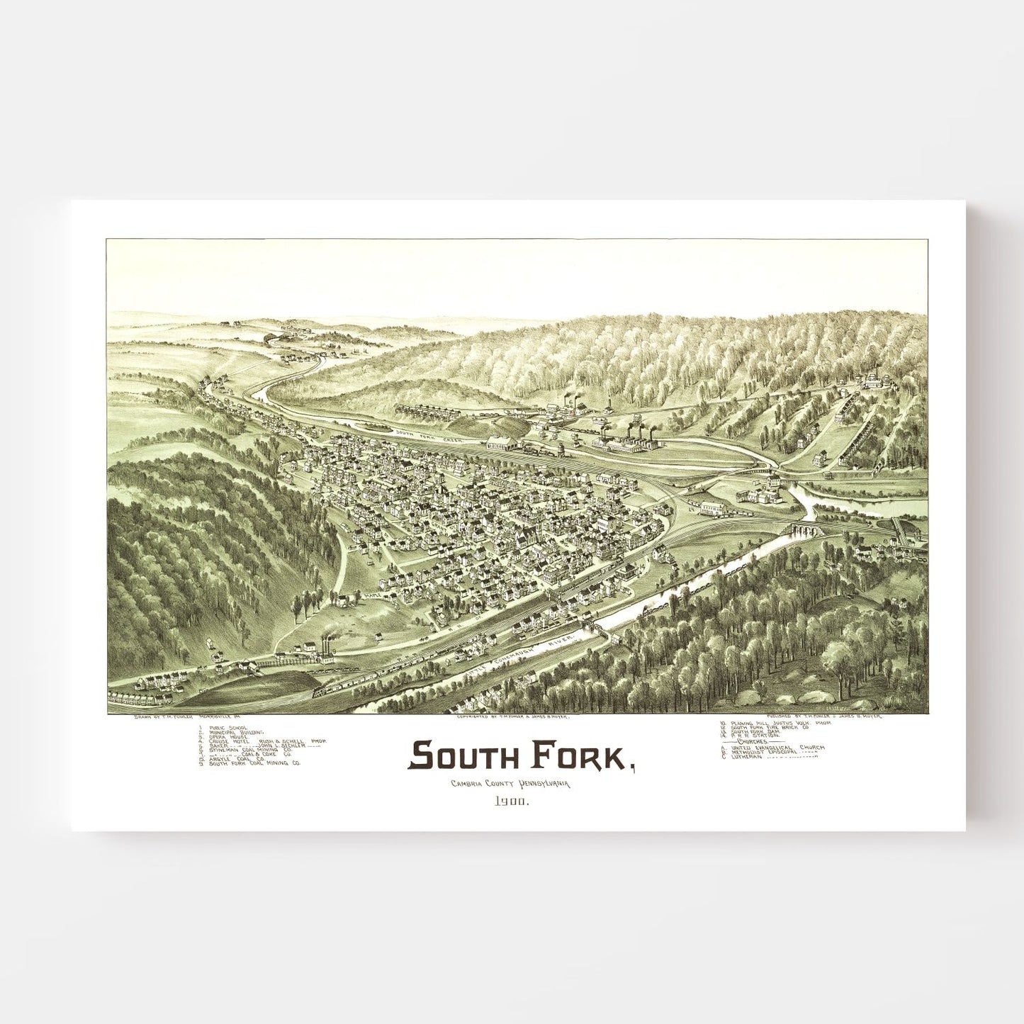 Vintage Map of South Fork, Pennsylvania, 1900