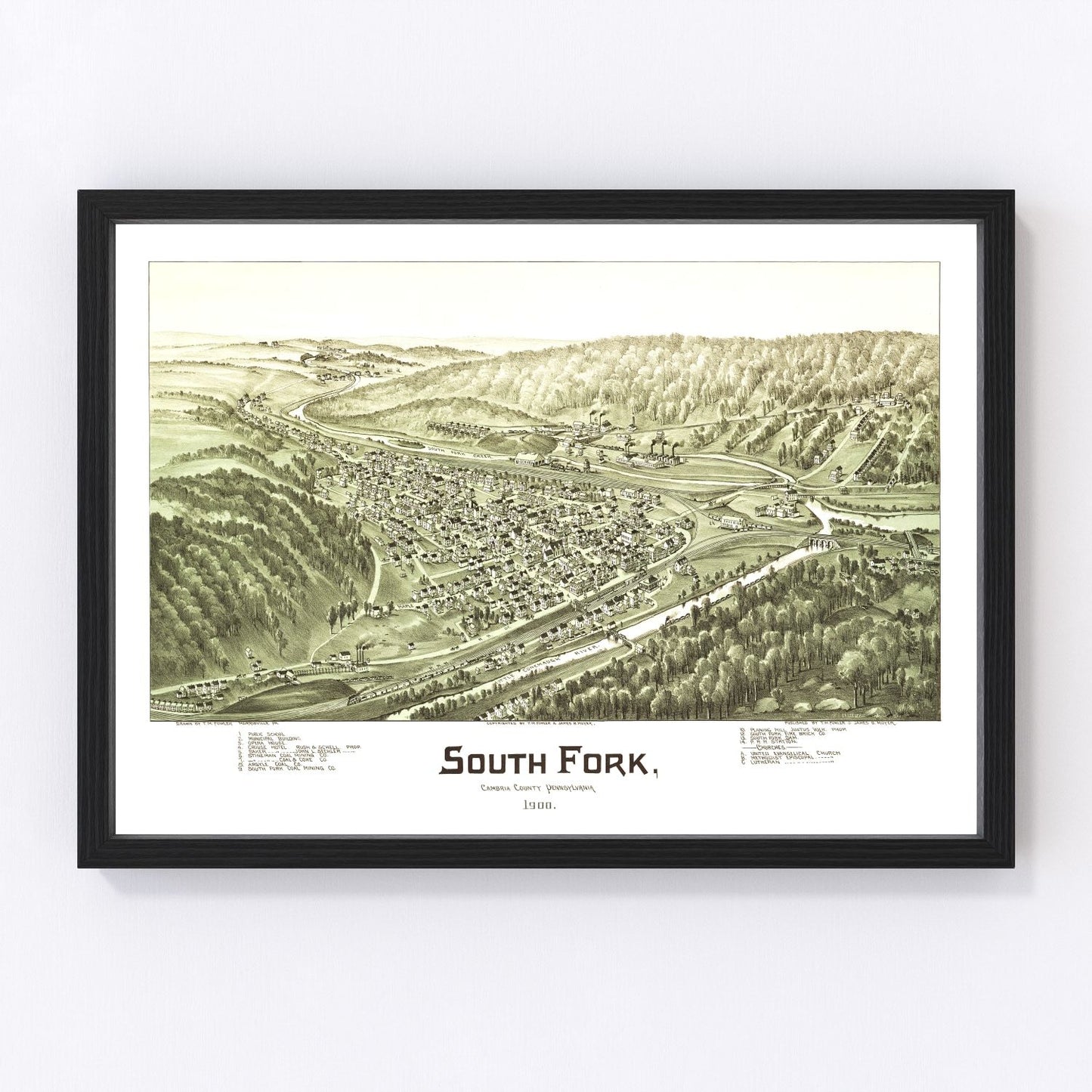 vintage map of South Fork, Pennsylvania, 1900