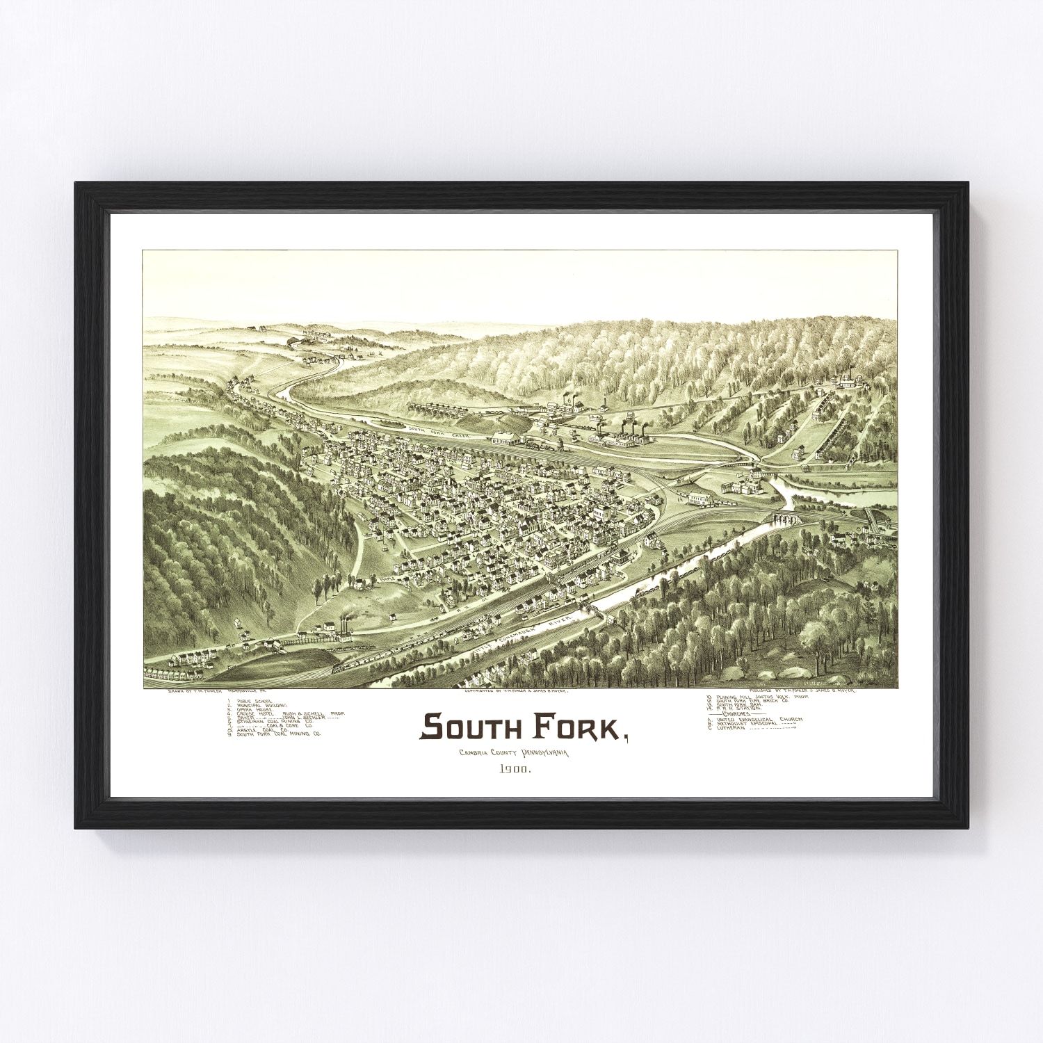 vintage map of South Fork, Pennsylvania, 1900