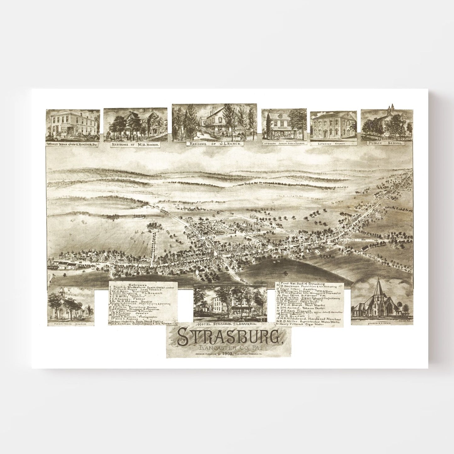 Vintage Map of Strasburg, Pennsylvania, 1903