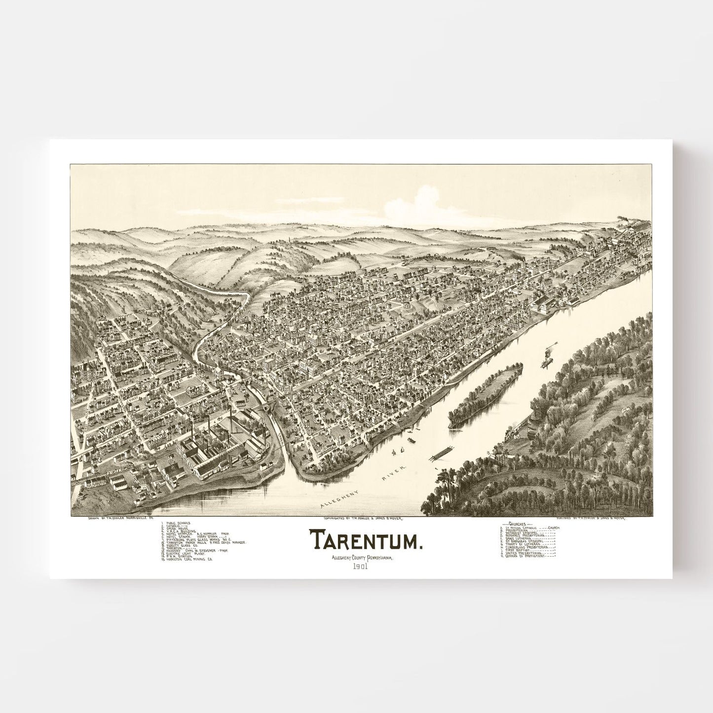 Vintage Map of Tarentum, Pennsylvania, 1901