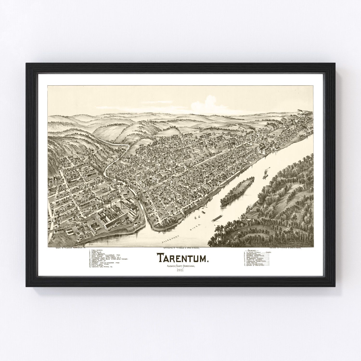vintage map of Tarentum, Pennsylvania, 1901