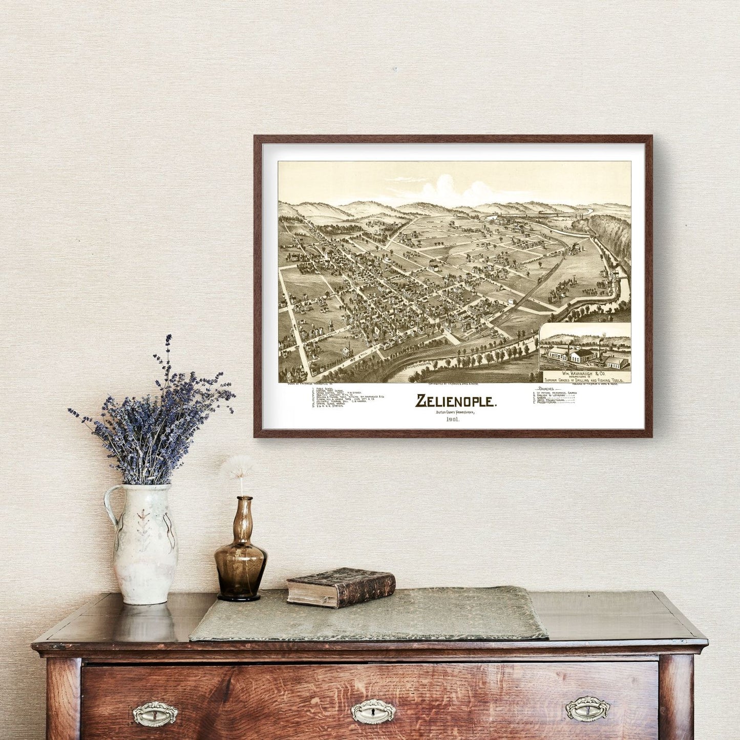 Vintage Map of Zelienople Pennsylvania, 1901