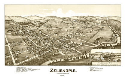 Vintage Map of Zelienople Pennsylvania, 1901