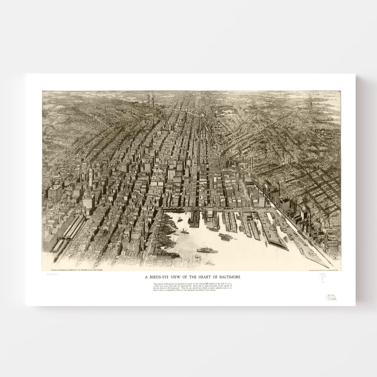 Vintage Map of Baltimore, Maryland, 1912